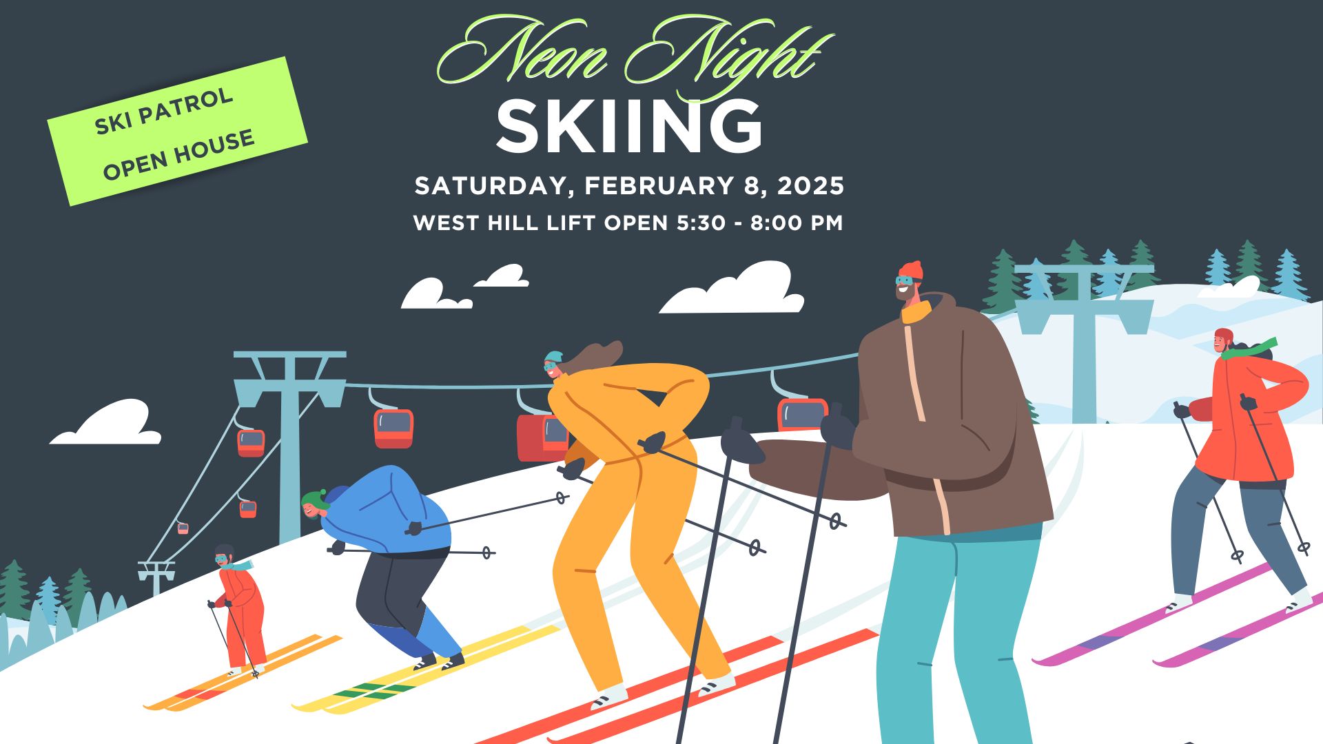 Neon night skiing